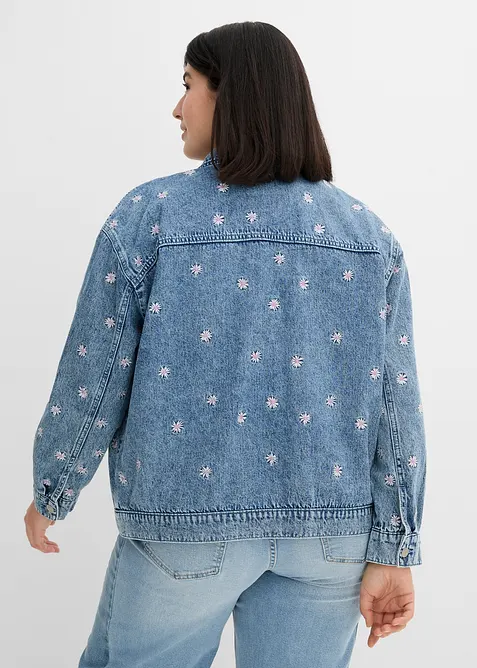 Denimjakke med blomsterbroderier, bonprix