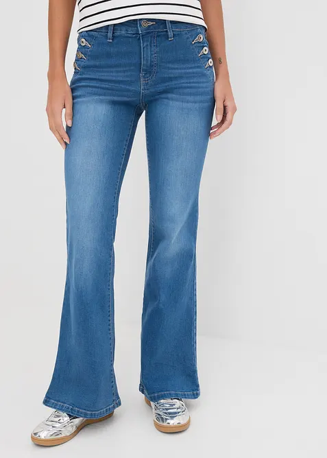Bootcut-jeans Mid Waist, &oslash;kologisk bomull, bonprix