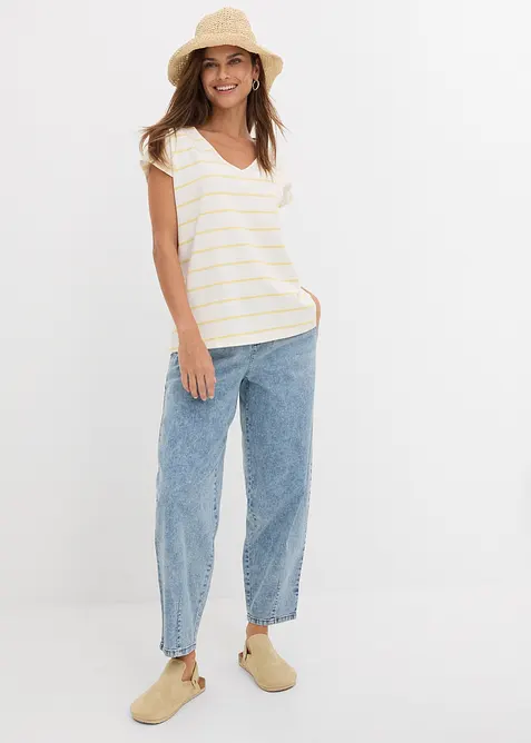 Barrel-jeans, Mid Waist, komfortlinning, bonprix