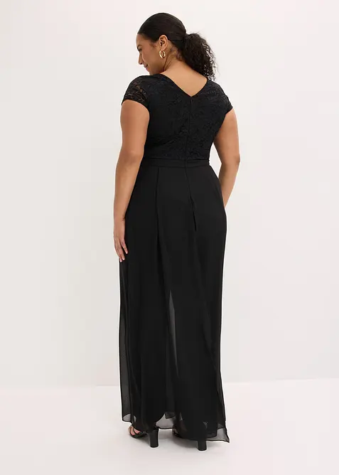 Jumpsuit med blonder og chiffoninnfelling, bonprix