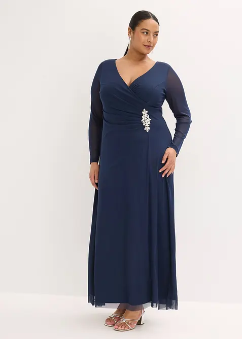 Selskapskjole av delikat tyll med stenapplikasjon, bonprix