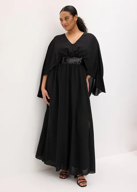 Selskapskjole av fin tyll med paljettinnfelling, bonprix