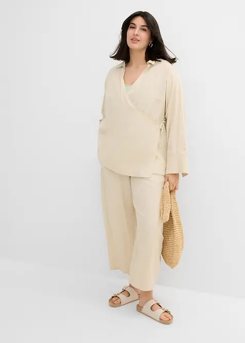 Omslagsbluse i linmiks, bonprix