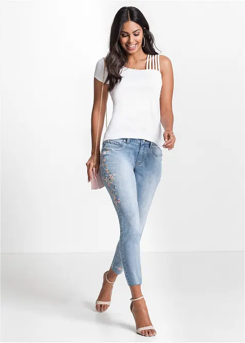 Skinny-jeans Mid Waist, kortere ben, bonprix