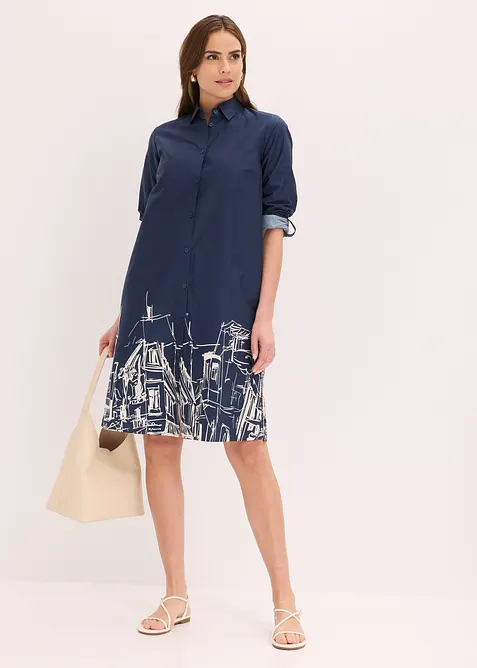 Skjortekjole i bomullspoplin, bonprix