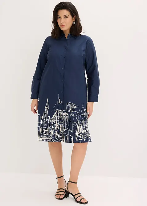 Skjortekjole i bomullspoplin, bonprix