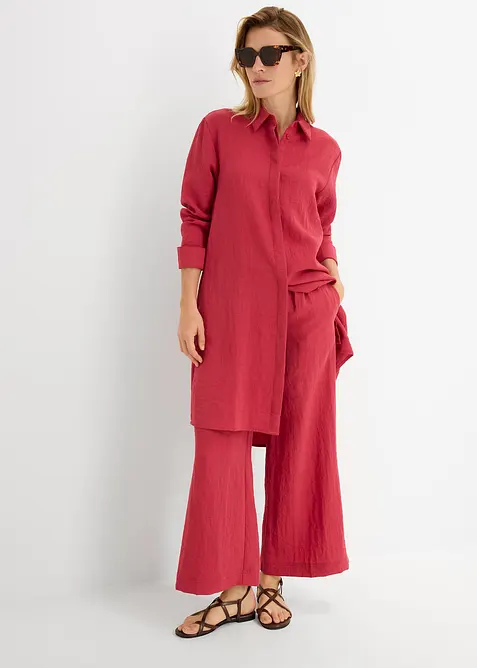 Lang skjorte i myk viskosemiks, bonprix