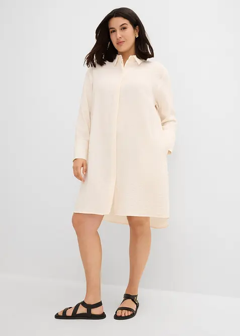 Lang skjorte i myk viskosemiks, bonprix