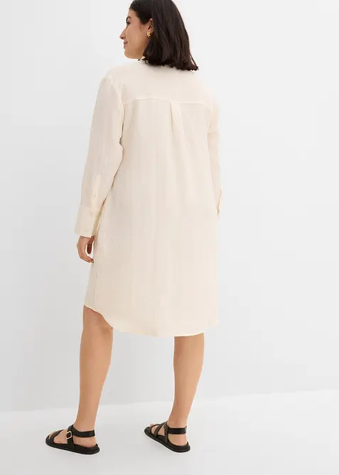 Lang skjorte i myk viskosemiks, bonprix