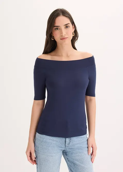 Off shoulder-topp i viskosemiks, bonprix