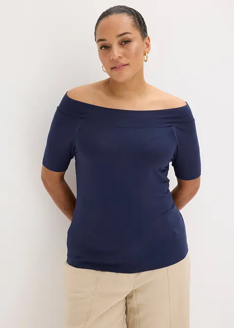 Off shoulder-topp i viskosemiks, bonprix