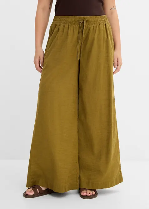 Bukse i 100% bomull med vide ben, bonprix