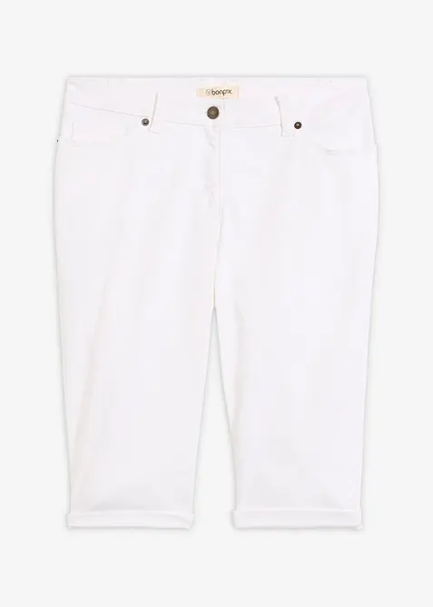Jeans-bermuda med stretch og oppbrettet nederkant, bonprix
