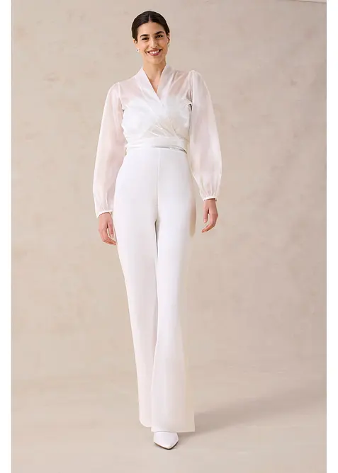 Jumpsuit i strukturert krepp med perlebroderier, bonprix