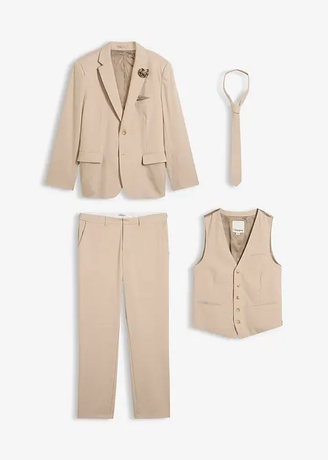 Dress (4-delt sett) med vest og slips, Regular Fit, bonprix