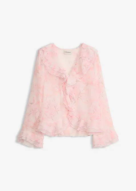 Chiffonbluse med volanger, bonprix