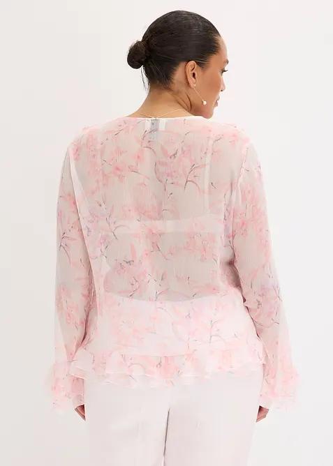 Chiffonbluse med volanger, bonprix