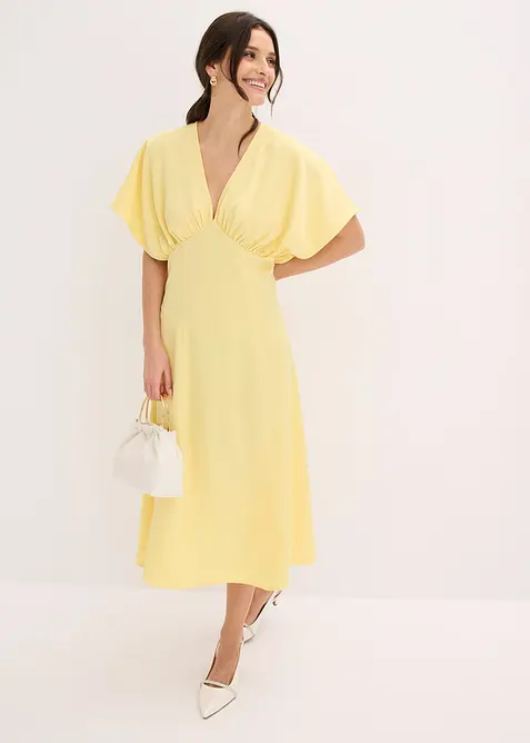 Maxikjole i blank sateng, bonprix