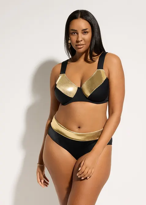 Minimizer-bikini med gullfargede innfellinger (2-delt sett), bonprix