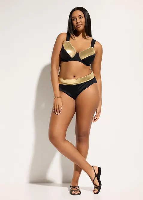 Minimizer-bikini med gullfargede innfellinger (2-delt sett), bonprix