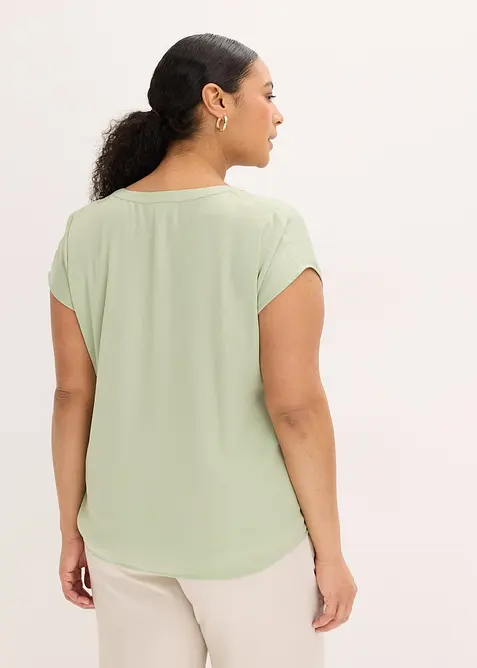 Kortermet satengtunika i ledig modell med lave skulders&oslash;mmer, bonprix