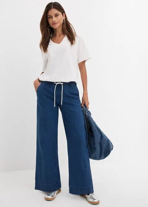 Wide Leg-jeans Mid Waist, Stretch, bonprix