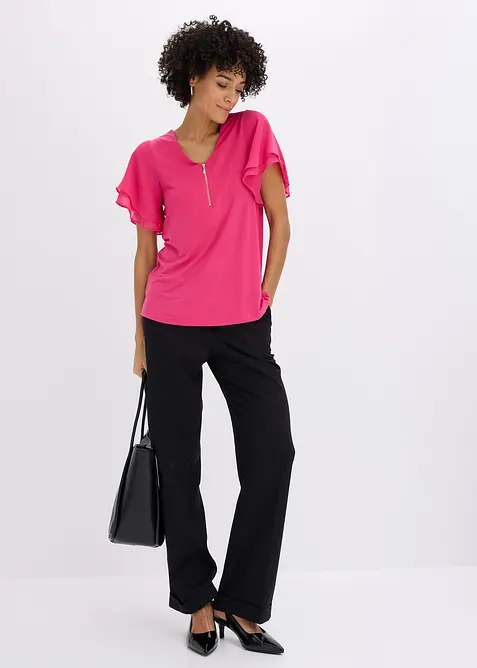 Topp med chiffonermer, bonprix