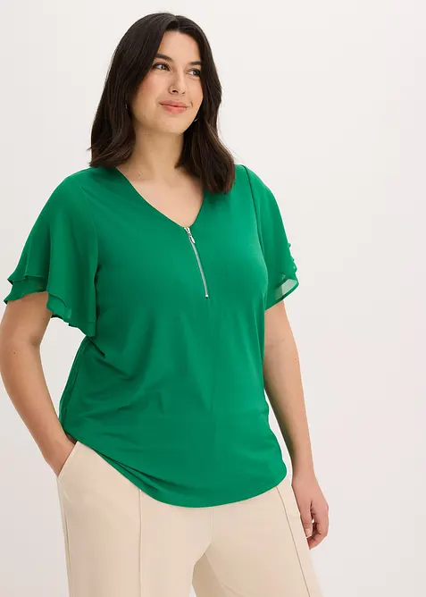 Topp med chiffonermer, bonprix