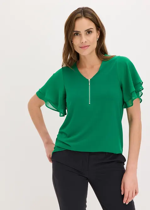 Topp med chiffonermer, bonprix