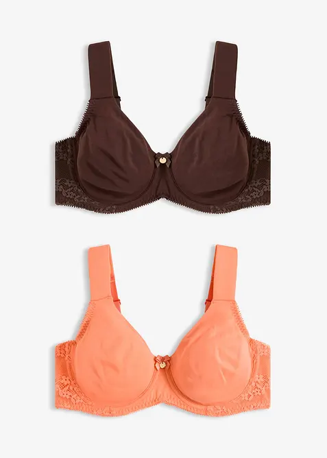 T-skjorte BH med spiler og &oslash;kologisk bomull (2-pack), bonprix