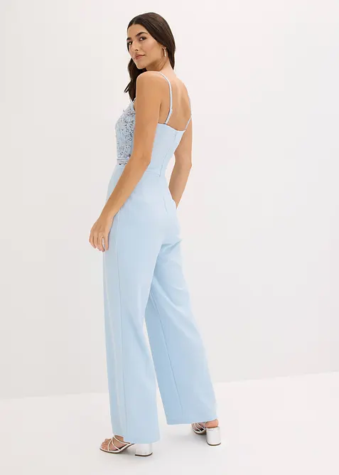 Jumpsuit i strukturert krepp med perlebroderier, bonprix