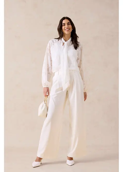 Sl&oslash;yfe-bluse med broderi, bonprix