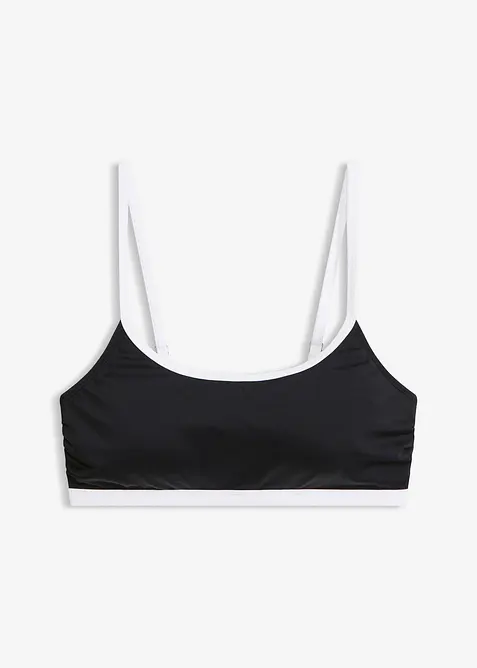 Bustier-bikinioverdel med hvite kontrasts&oslash;mmer, bonprix