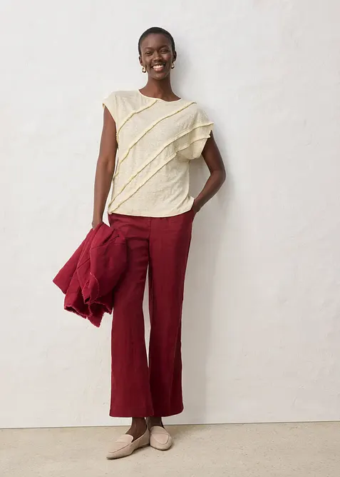 Topp av 100% lin med applikasjon, bonprix