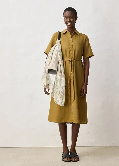 Skjortekjole i 100% lin, bonprix