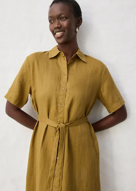 Skjortekjole i 100% lin, bonprix