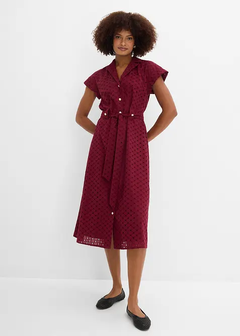 Skjortekjole i hullblonde-materiale, bonprix