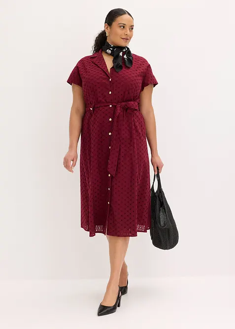 Skjortekjole i hullblonde-materiale, bonprix