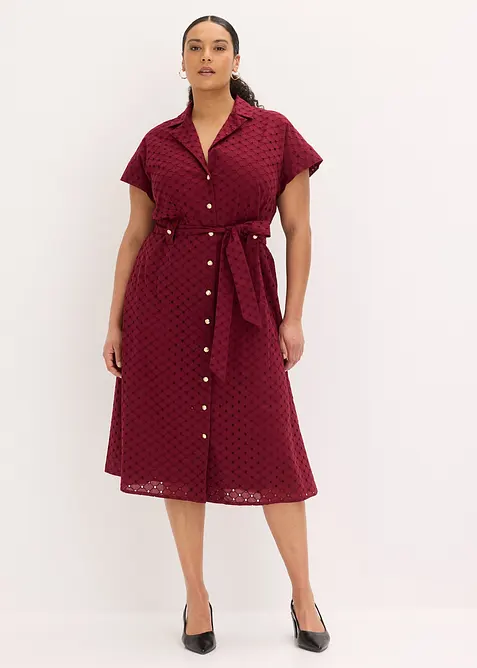 Skjortekjole i hullblonde-materiale, bonprix