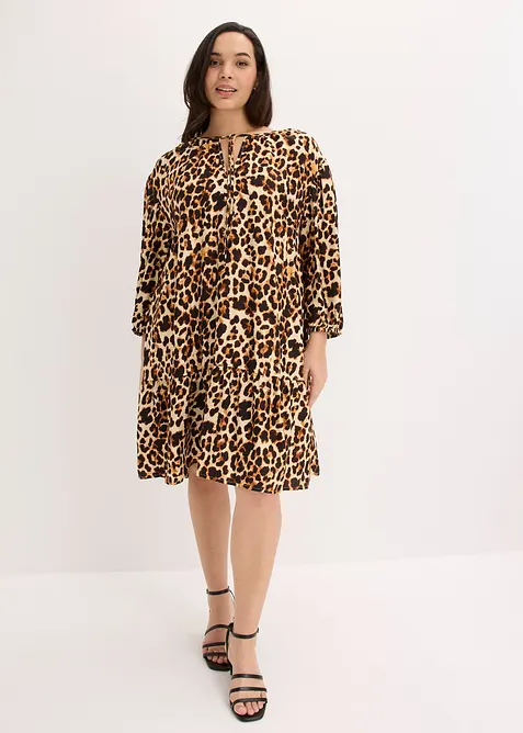 Tunikakjole med print av strukturert krepp, bonprix