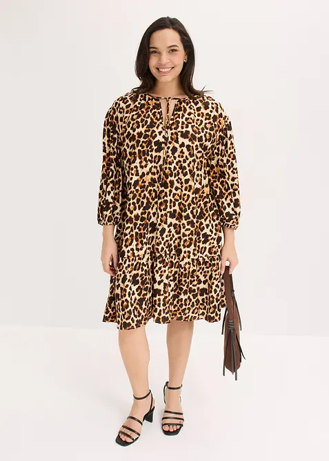 Tunikakjole med print av strukturert krepp, bonprix