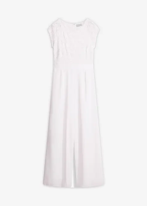 Jumpsuit i lett chiffon med blonder, bonprix