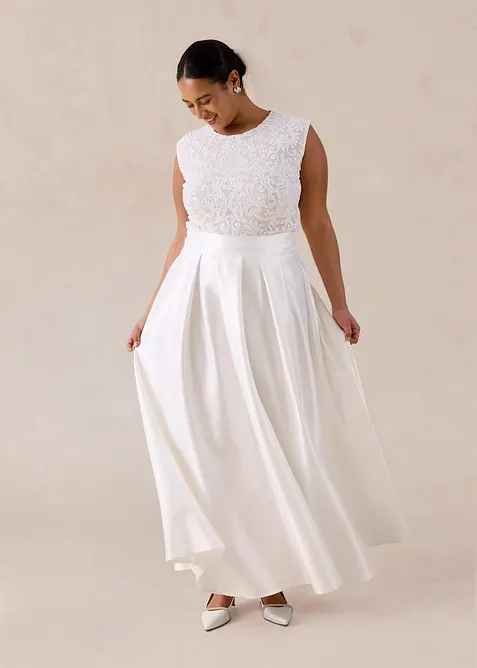 Maxiskj&oslash;rt i blank sateng, bonprix