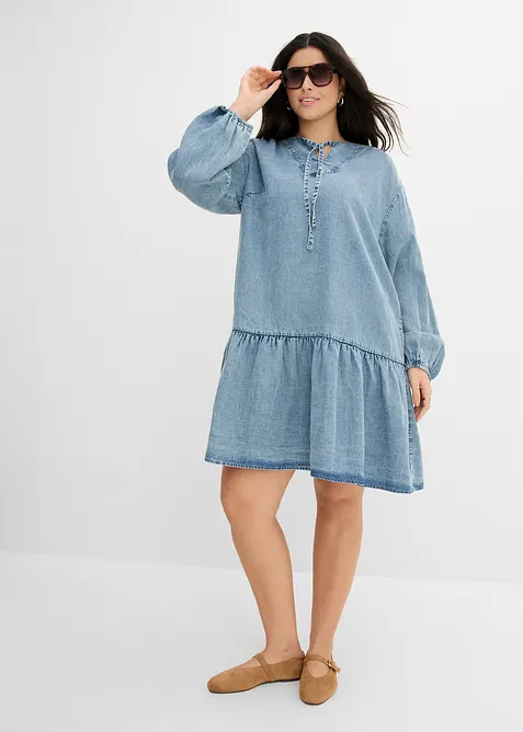 Ledig midikjole med lin, bonprix