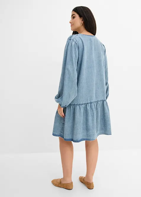 Ledig midikjole med lin, bonprix