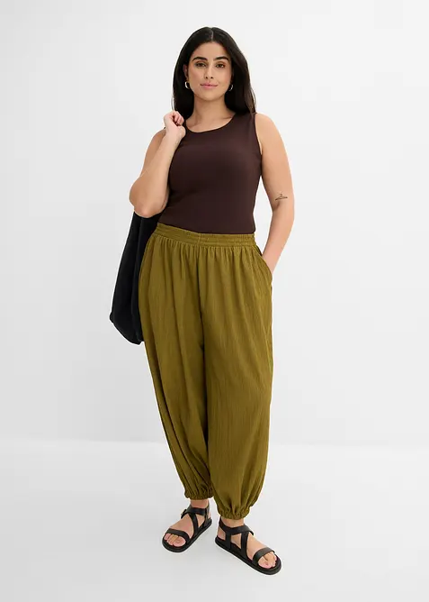 Haremsbukse av strukturert krepp, bonprix