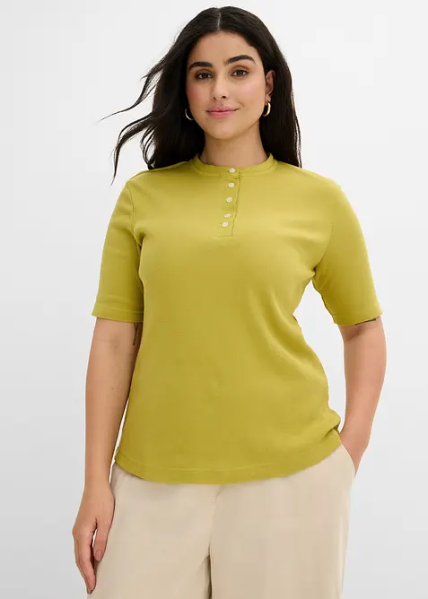 Ribbet topp i 100% &oslash;kologisk bomull, bonprix