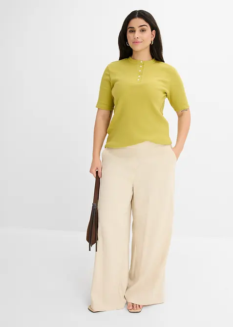 Ribbet topp i 100% &oslash;kologisk bomull, bonprix