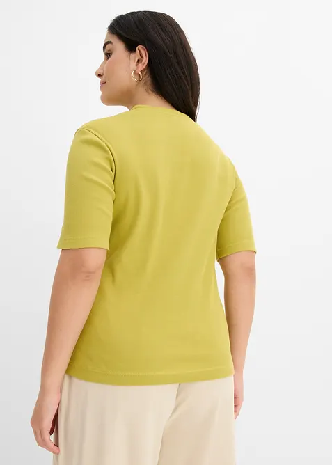 Ribbet topp i 100% &oslash;kologisk bomull, bonprix