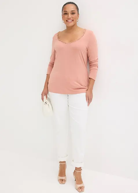 Langermet topp av myk viskosemiks, bonprix